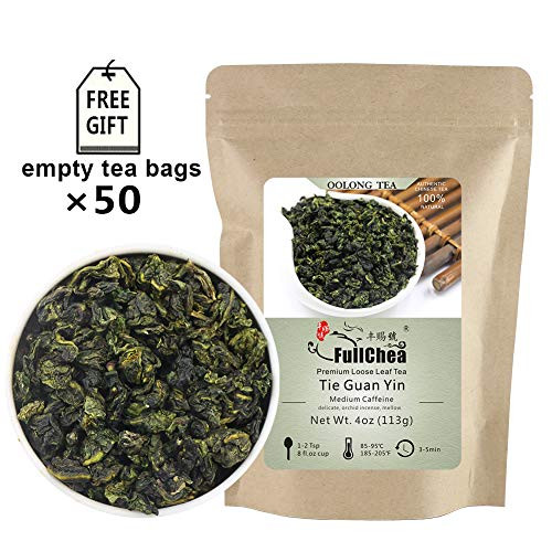 FullChea - Anxi Tieguanyin Tea - Best Oolong Tea Loose Leaf - Tie Guan Yin Tea - Iron Goddess of Mercy with Orchid Aroma - Deliciously Smooth Taste - 4oz / 113g