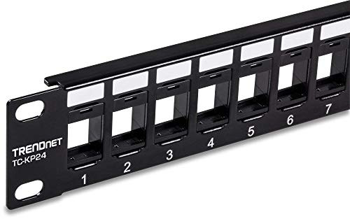 TRENDnet 24-Port Blank Keystone 1U Patch Panel, TC-KP24, 1U 19" Metal Rackmount Housing, Recommended w/TC-K25C6 & TC-K50C6 Cat6 Keystone Jacks (Sold Separately)