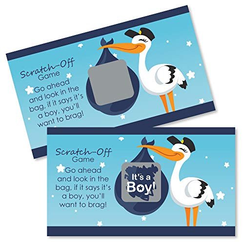 Big Dot of Happiness Boy Special Delivery - Blue Its A Boy Stork Baby Shower Game Scratch Off Cards - 22 Count