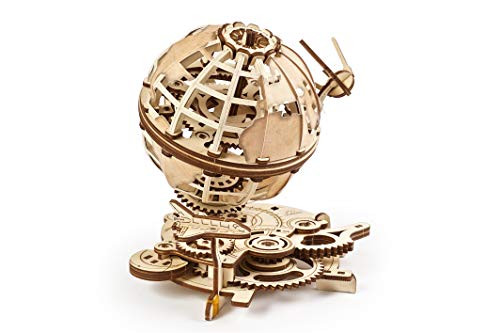 UGEARS Globe - Wooden Educational Puzzle, Self Assembling Mechanical 3D Model, DIY Brain Teaser