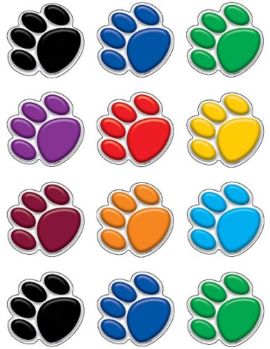 Teacher Created Resources Mini Accents, Colorful Paw Prints (5116),Multi Color