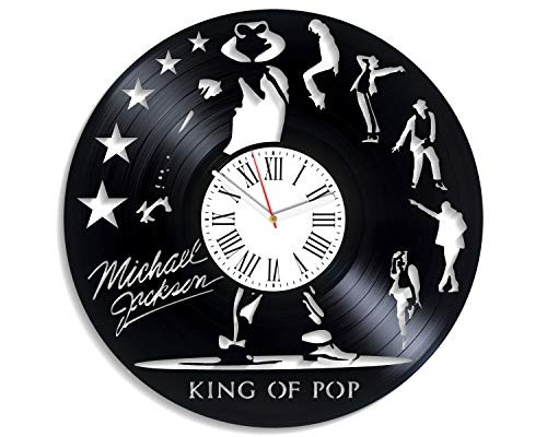 Kovides King of Pop Wall Clock Birthday Gifts for Fan Michael Jackson Art Wall Clock Modern Pop Music Vintage Vinyl Record Clock Exclusive Decor for Living Room Michael Jackson Xmas Gift
