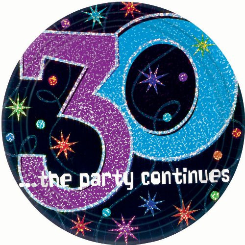 The Party Continues 30th Birthday Dessert Plates 8ct