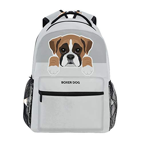 Dog pattern Backpacks for Girls Boys Kids Women Men Boxer Dog School Book Bag Casual Travel Camping Daypack