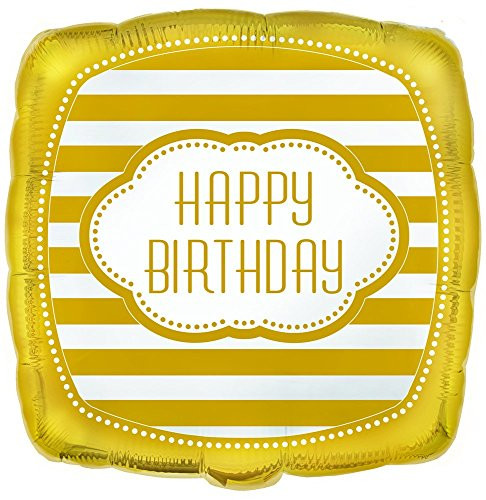 Unique Industries 18" Foil Square Golden Birthday Balloon, Multicolor