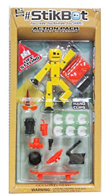 Zing StikBot Wave 2 Action Pack - Life Styling Sold Yellow - Stop Motion Action Figure Set Zing StikBot Wave 2 Action Pack - Life Styling Sold Yellow - Stop Motion Action Figure Set