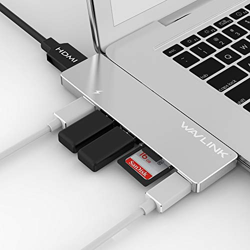 USB C Hub for MacBook, Wavlink USB Type C Hub Adapter with 4K Hdmi Port, 2 X USB 3.0 Ports, Sd Card & Micro Sd Card Slots for MacBook Pro 13" or 15" and Other Type C Devices-Sliver USB C Hub for MacBook, Wavlink USB Type C Hub Adapter with 4K Hdmi Port, 2 X USB 3.0 Ports, Sd Card & Micro Sd Card Slots for MacBook Pro 13" or 15" and Other Type C Devices-Sliver
