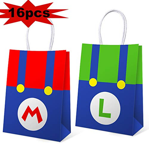 16 PCS Birthday Favor Gift Bags for Super Bros Mario Birthday Party Supplies for Kids, Party Bags for Super Bros Mario Themed Party Supplies Favors Birthday Party Decorations, 5.9 * 3.2 * 8.3 inch 16 PCS Birthday Favor Gift Bags for Super Bros Mario Birthday Party Supplies for Kids, Party Bags for Super Bros Mario Themed Party Supplies Favors Birthday Party Decorations, 5.9 * 3.2 * 8.3 inch