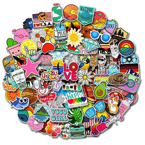 100 PCS Stickers Pack (50-500Pcs/Pack), Colorful Waterproof Stickers for Flask, Laptop, Phone, Water Bottle, Cute Aesthetic Vinyl Stickers for Teens, Girls