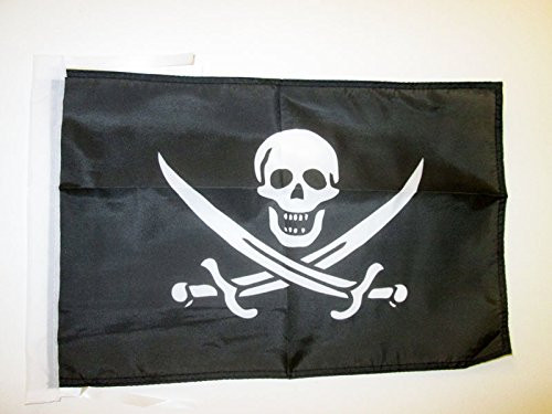 AZ FLAG Pirate Jack Rackham Flag 18'' x 12'' Cords - Pirates Small Flags 30 x 45cm - Banner 18x12 in