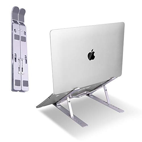 Laptop Stand? Holder with7-Height Adjustable Ergonomic Foldable Portable Laptop Riser Aluminum Ventilated Cooling Desktop Computer Tablet Support Mount Compatible with All Laptops(Silver)