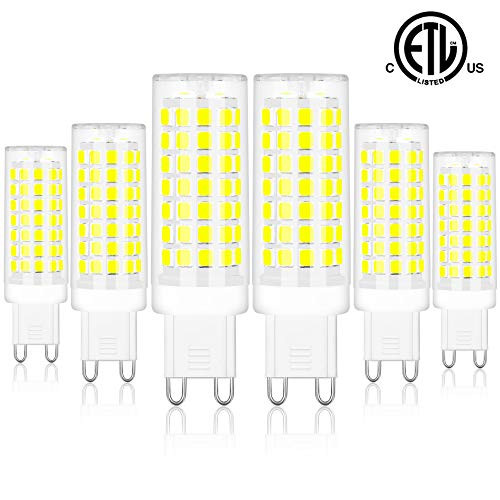 Comzler G9 Bi Pin Base 6W LED Bulbs Daylight White 6000K G9 Base Bulbs for Chandeliers, Home Lighting, 60W Halogen Equivalent, Non-dimmable, 600LM, Pack of 6 Comzler G9 Bi Pin Base 6W LED Bulbs Daylight White 6000K G9 Base Bulbs for Chandeliers, Home Lighting, 60W Halogen Equivalent, Non-dimmable, 600LM, Pack of 6