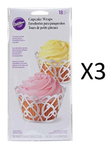 Wilton Cupcake Wrap 18 pack Pearl White Swirls (3-Pack)