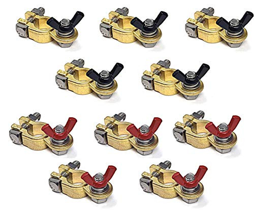 WindyNation 5 Pairs Brass Marine Grade Battery Terminal Top Post for Boat Car RV (Military Spec. B-12128C)