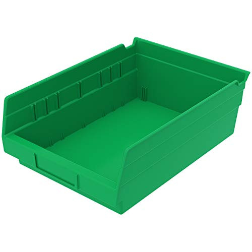 Akro-Mils 30150 Plastic Nesting Shelf Bin Box, (24-Inch x 8-Inch x 4-Inch), Green, (12-Pack)