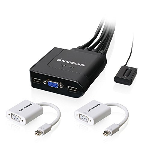 IOGEAR 2-Port VGA and Mini DisplayPort Cable KVM Kit with Audio, GCS72MDPKIT