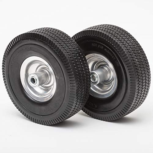 Lapp Wheels 4.10/3.50-4 Flat Free Tires, Hand Truck, Utility cart Replacement Wheel, tubeless, Size 2-1/4'' Offset hub, 5/8'' Bearing, 2 Pack