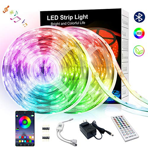 Smart LED Strip Lights Bluetooth 32.8FT, YUMQUA RGB Led Light Strip Music Sync Color Changing, Built-in Mic, App Control + Remote, 5050 300 LEDs Tape Lights for Bedroom, TV, Party and Home Smart LED Strip Lights Bluetooth 32.8FT, YUMQUA RGB Led Light Strip Music Sync Color Changing, Built-in Mic, App Control + Remote, 5050 300 LEDs Tape Lights for Bedroom, TV, Party and Home