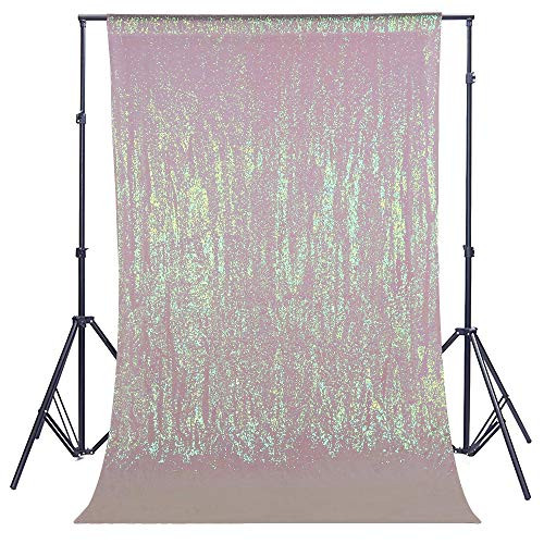 Zdada 8ft by 8ft Sheer Sequin-Backdrop-Iridescent Backdrop for Wedding Christmas Photo Sequin Backdrop Curtain