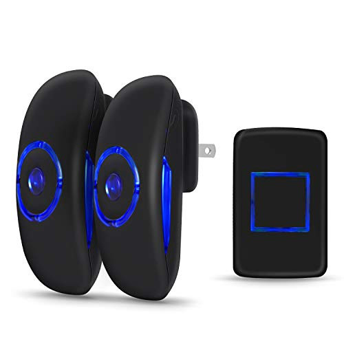 Wireless Door Bell, Adoric Mini Waterpoof Doorbell Chime Operating at 1000 Feet with 36 Melodies, 4 Volume Levels & LED Flash - Black Wireless Door Bell, Adoric Mini Waterpoof Doorbell Chime Operating at 1000 Feet with 36 Melodies, 4 Volume Levels & LED Flash - Black