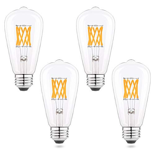 AIELIT LED Light Bulbs 100 Watt Equivalent, Warm White 2700K, Dimmable (0-100%), E26 Medium Base, Clear Vintage 10W ST64/ST21 LED Edison Bulb for Household Mason Jars Pendant Chandelier, 4-Pack