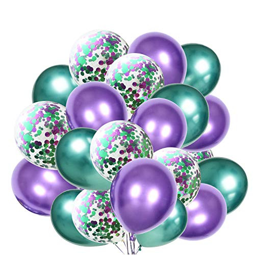 Mermaid Party Balloons, Airicky Purple and Green Metallic Balloons with Glitter Confetti Clear Sparkle Latex Balloons, for Baby Shower Kids Birthday Party Decorations and More(Set of 21) Mermaid Party Balloons, Airicky Purple and Green Metallic Balloons with Glitter Confetti Clear Sparkle Latex Balloons, for Baby Shower Kids Birthday Party Decorations and More(Set of 21)