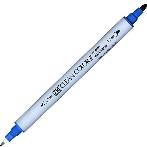 Kuretake Fude Brush Pen Twin ZIG Clean Color II, No.34, Dull Blue (TC-6600-034)