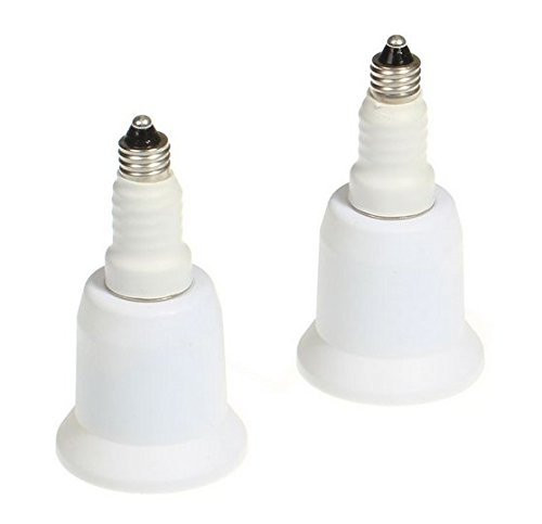 (E11 to E26/E27) - Mini Candelabra E11 Socket to Standard Bulb E26/E27 Edison Screw Medium Socket Adapter Converter NOT For E12 Candelabra Socket (Pack of 2)