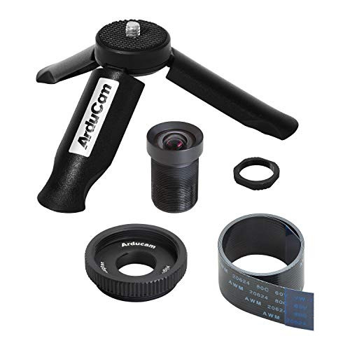 Arducam 70 Degree M12 Lens Bundle for Raspberry Pi HQ Camera, with Portable Tripod Stand and 2ft/60cm Black Camera Cable