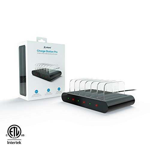 Atomi Charge Station Pro - Black, 50W, 6-Ports, Desktop Charger, High-Gloss Finish
