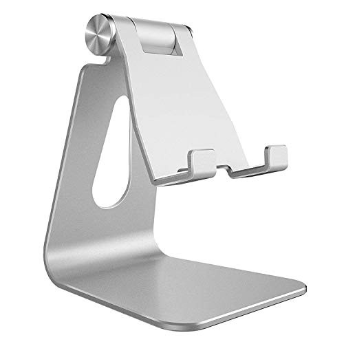 Aurueda Adjustable Tablet Stand,Tablet Holder Cell Phone Stand Holder Mount for iPad iPhone for Samsung and All Android Smartphones Tablets (Silver)