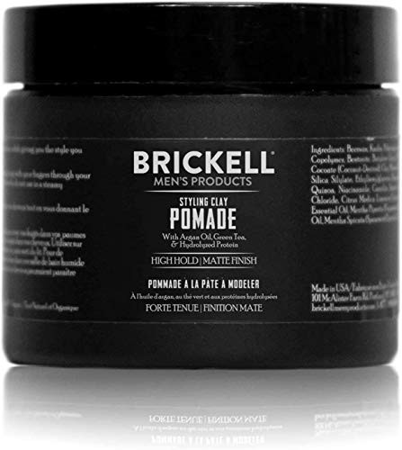 Brickell Mens Styling Clay Pomade For Men, Natural & Organic with Strong Hold & Matte Finish, Product for Modern Hairstyles, 2 Ounces, Scented