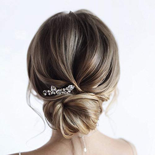 Catery Crystal Bride Wedding Hair Comb Hair Accessories with Rhinestone Pearl Bridal Side Combs for Women and Girls