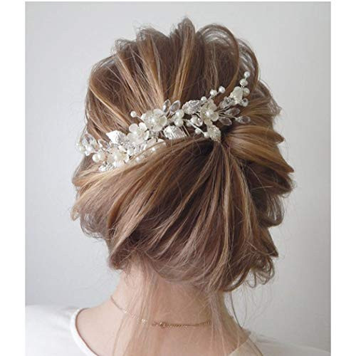 Catery Bride Wedding Hair Comb Flower Hair Jewelry Headpieces Leaf Side Combs Hair Piece Pearl Bridal Decorative Hair Accessories for Women and Girls Catery Bride Wedding Hair Comb Flower Hair Jewelry Headpieces Leaf Side Combs Hair Piece Pearl Bridal Decorative Hair Accessories for Women and Girls