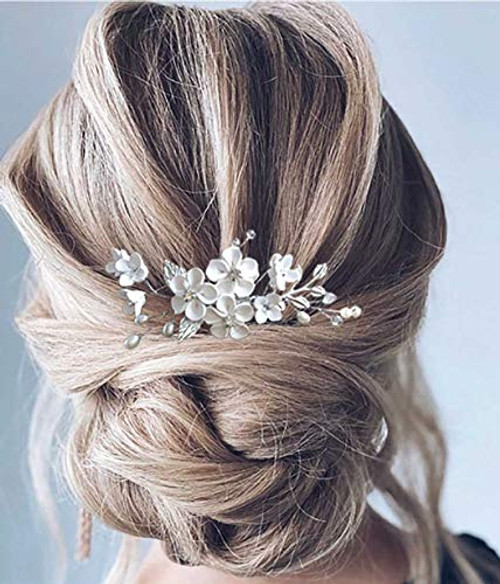 Catery Wedding Hair Comb Bride Hair Pieces Flower Hair Jewelry Headpiece Pearl Bead Side Combs Decorative Bridal Hair Accessories for Women and Girls Catery Wedding Hair Comb Bride Hair Pieces Flower Hair Jewelry Headpiece Pearl Bead Side Combs Decorative Bridal Hair Accessories for Women and Girls