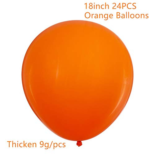 18 inch Orange Balloons Big Orange Balloons Party Latex Balloons Quality Helium Balloons, Party Decorations Supplies Balloons, 9g/pcs, Pack of 24