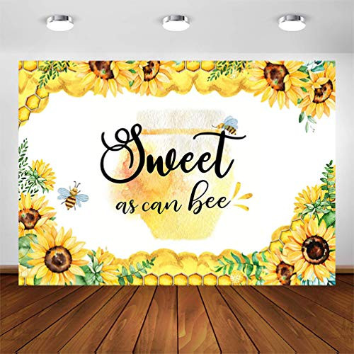 COMOPHOTO Sweet As Can Bee Backdrop for Bee Baby Shower Banner 7x5ft Honey Honeycomb Bumble Bee Sunflower Theme Birthday Party Photoshoot Photography Background COMOPHOTO Sweet As Can Bee Backdrop for Bee Baby Shower Banner 7x5ft Honey Honeycomb Bumble Bee Sunflower Theme Birthday Party Photoshoot Photography Background