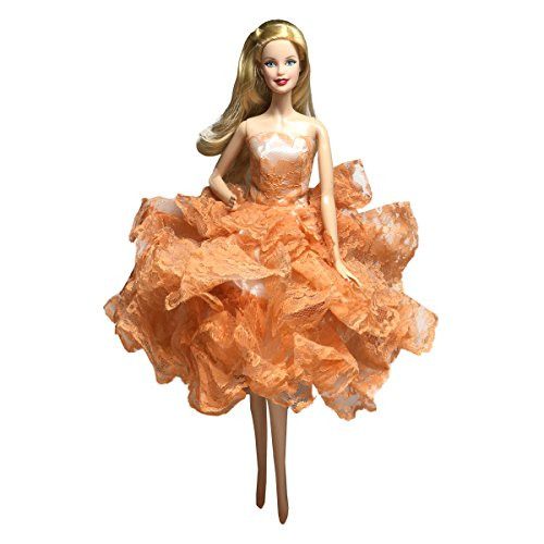 Orange Ball Gown Strapless Layers of Organza Orange Dress Fits For Barbie Doll