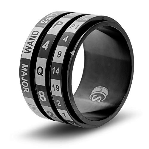 CritSuccess Tarot Card Dice Ring with Full Tarot Deck Die Spinner (Size 15 - Stainless Steel - Black) CritSuccess Tarot Card Dice Ring with Full Tarot Deck Die Spinner (Size 15 - Stainless Steel - Black)