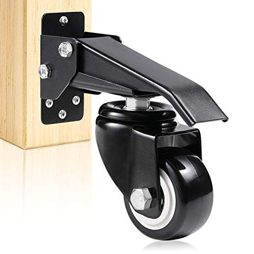 DAILYLIFE Workbench Caster kit 600 LBS Capacity, 4 Heavy Duty Retractable Stepdown Caster Wheel All Steel Construction Urethane Wheels, for Workbenches Tables and Equipment (Tools Free Installation)