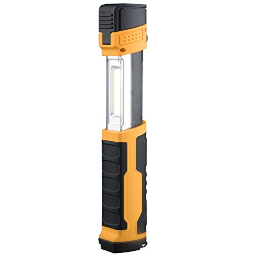DARENIC 5W 500 Lumens LED COB Portable Work Light with Magnetic Base Swivel Hook, USB Rechargeable Flashlight Inspection Light for Car Repair Household Emergency, 8103