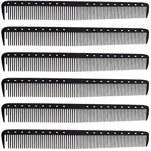6 Packs Black Comb Carbon Fine Cutting Comb Carbon Fiber Hair Styling Combs Hairdressing Comb