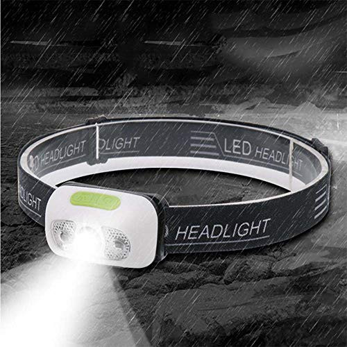 Headlight Mini Sensor LED Rechargeable Body Motion Sensor LED Headlamp Torch (White)