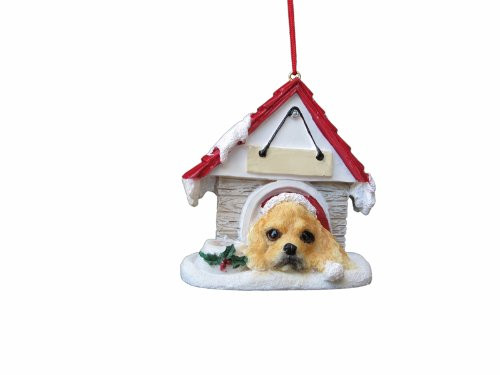 Cocker Spaniel, Fawn Ornament A Great Gift For Cocker Spaniel, Fawn Owners Hand Painted and Easily Personalized "Doghouse Ornament" With Magnetic Back