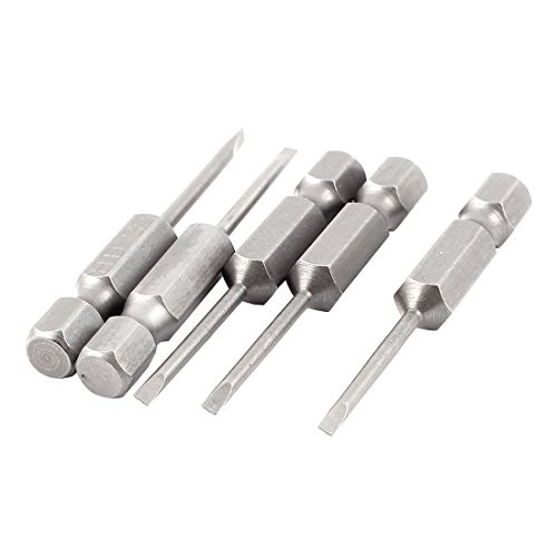 uxcell 1/4 Inch Hex Shank 2mm Tip Slotted Magnetic Screwdriver Bits 5Pcs