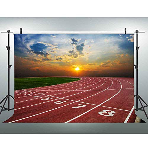 EOA 7(W) x5(H) FT Running Track Photography Backdrop Red Runway Sun Glow Background Outdoor Athletic Match Track and Field Events School Backdrop Olympic Party Portrait Studio Props EOA 7(W) x5(H) FT Running Track Photography Backdrop Red Runway Sun Glow Background Outdoor Athletic Match Track and Field Events School Backdrop Olympic Party Portrait Studio Props