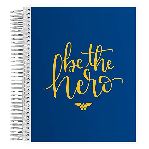Wonder Woman x Erin Condren Coiled Notebook (College Ruled Layout) 7x9 Lined - Be The Hero Designer Interchangeable Cover, College Ruled Lined Paper, Measures 7"x 9", Boost Productivity