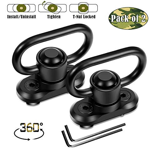 EXTHJD M-LOK QD Sling Mount Sling Swivel - Quick Detach & Release - 1.25" Push Button QD Sling Swivels Mount Adapter Base Attachment for Keymod HandGuard Rail - 2 Pack