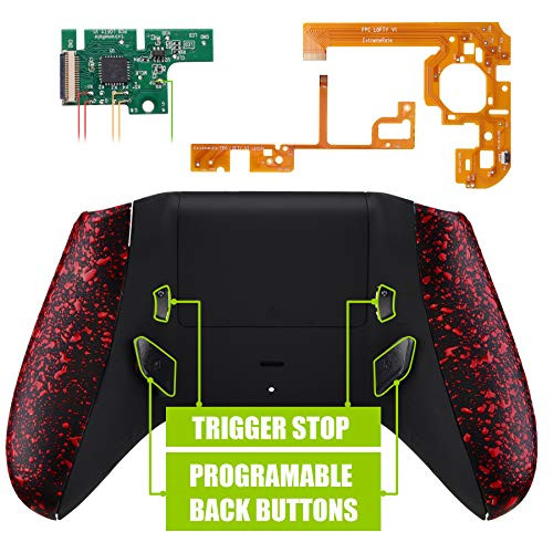 eXtremeRate Lofty Programable Remap & Trigger Stop Kit, Mod Chips & Redesigned Back Shell & Side Rails & Back Buttons & Trigger Lock for Xbox One S X Controller 1708 - Textured Red