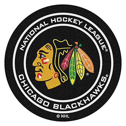 FANMATS NHL Chicago Blackhawks Nylon Face Hockey Puck Rug,27" diameter